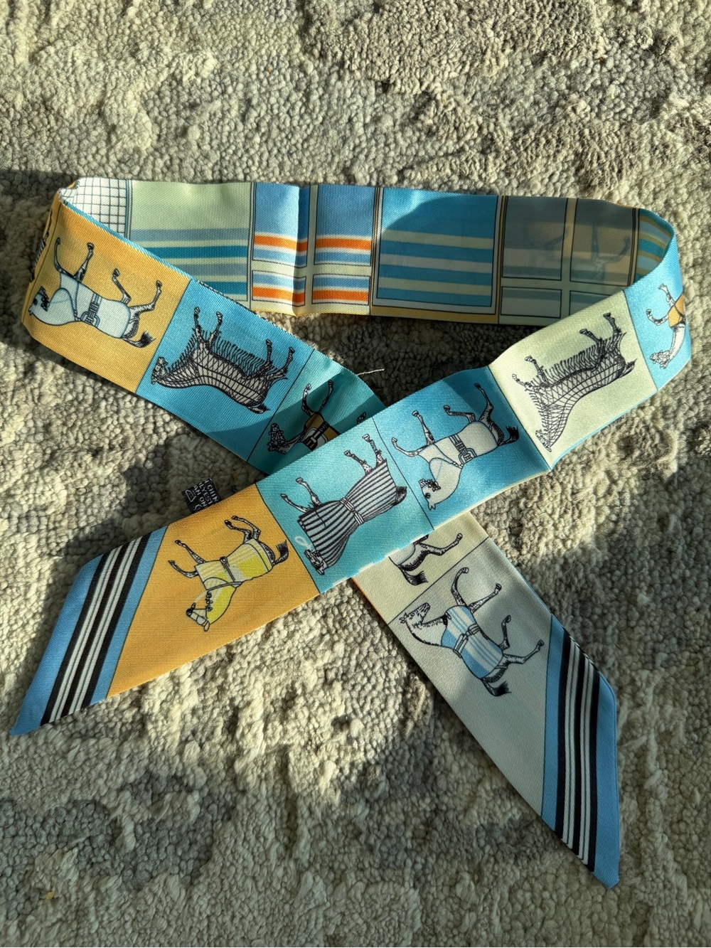 Designer-style Horse Print Twilly Scarf